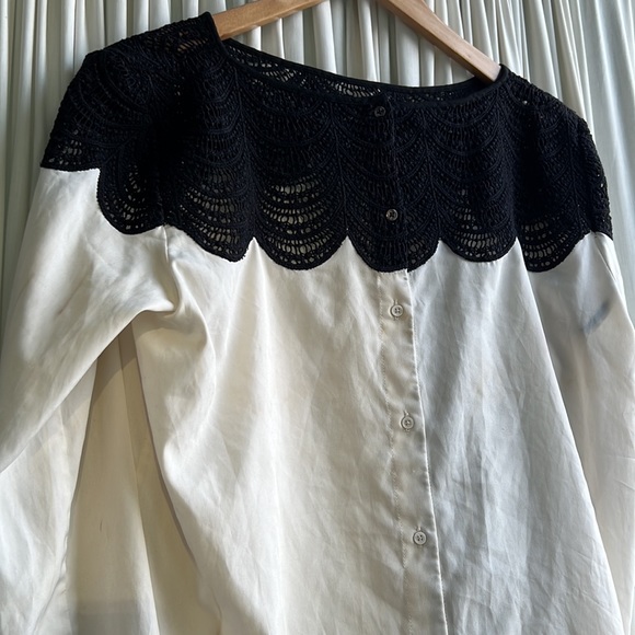 Club Monaco - size large - white and black statement blouse - Picture 4 of 5
